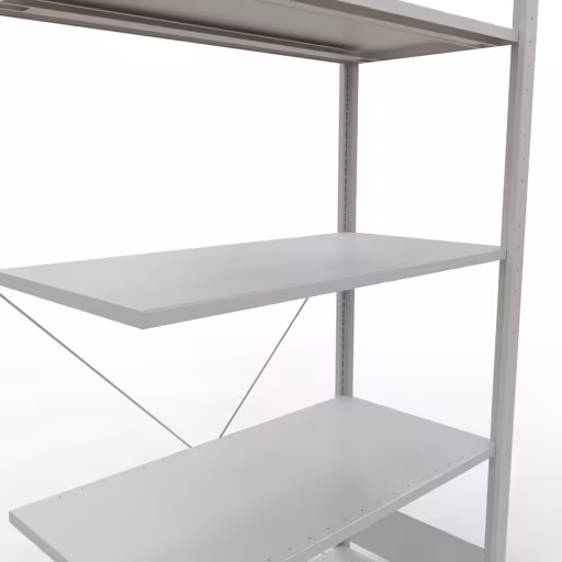 Productafbeelding nr. 13 van het artikel Aanbouwrekken, legbordstellingen, insteeksysteem MULTIplus85, 2000 x 1000 x 500 mm (HxBxD), 5 legborden, kruisschoor, RAL 7035 lichtgrijs Figuur nr. 13 van het artikel aanbouwrekken, legbordstellingen, insteeksysteem MULTIplus85, 2000 x 1000 x 500 mm, 5 legborden, RAL 7035 lichtgrijs uit de productgroep insteeksysteem van het merk Schulte Lagertechnik.