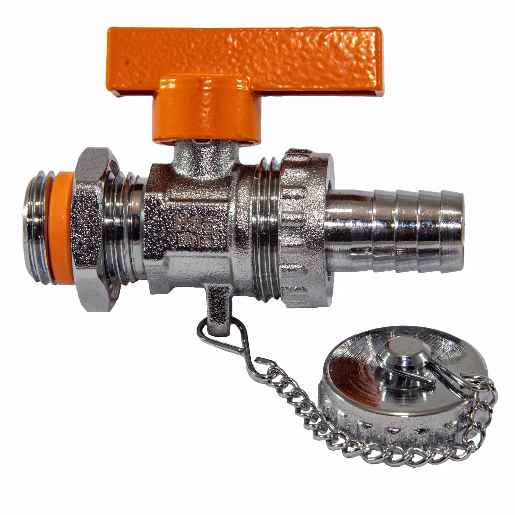 KFE kraan DN 15 (1/2") voor het zonnesysteem met afneembare oranje vleugelgreep voor het vullen, spoelen, aftappen of ontluchten van de installatie van het merk Hermann Schmidt uit het assortiment buisfittingen