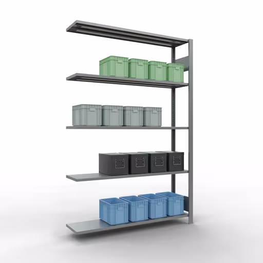 Andere weergave van het artikel Aanbouwplank, legbord, insteeksysteem MULTIplus150, 2000 x 1300 x 300 mm, 5 legborden, verzinkt uit de categorie aanbouwplanken