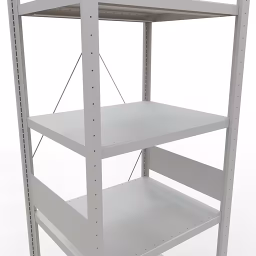 Basisplank, legbord, insteeksysteem MULTIplus250, 3000 x 750 x 600 mm, 7 planken, kruisschoor, RAL 7035 lichtgrijs van Schulte Lagertechnik uit het assortiment insteeksysteem