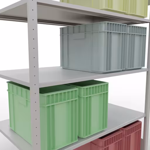 Basisplank, legplank, insteeksysteem MULTIplus150, 2000 x 1300 x 800 mm, 5 legborden, lengtestangen, RAL 7035 lichtgrijs met de GTIN 4004514293411 Basisplank, plankplank, insteeksysteem MULTIplus150, 2000 x 1300 x 800 mm, 5 planken, lengtestangen, RAL 7035 lichtgrijs van Schulte Lagertechnik met het artikelnr. 32680-130-LR