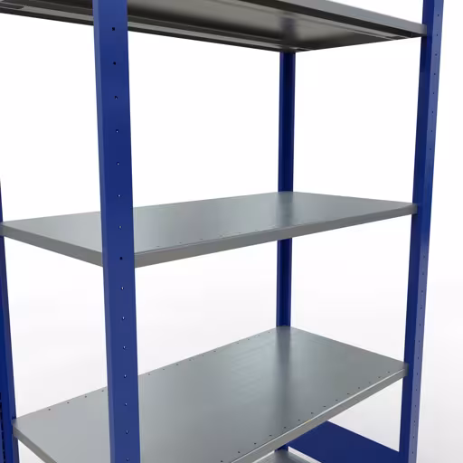 Basisplank, legplank, insteeksysteem MULTIplus150, 2000 x 1000 x 500 mm (HxBxD), 5 legborden, lengtestangen, RAL 5010 gentiaanblauw/verzinkt uit de categorie basisplanken met de GTIN 4004514280367 Basisplank, legbord, insteeksysteem MULTIplus150, 2000 x 1000 x 500 mm, 5 legborden, lengtestangen, RAL 5010 gentiaanblauw/verzinkt van Schulte Lagertechnik uit het assortiment insteeksysteem