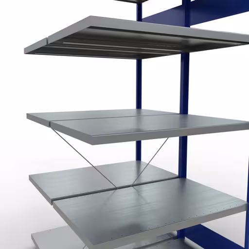 Figuur nr. 10 van het artikel aanbouwrekken, dubbele rekken, stellingrekken, insteeksysteem MULTIplus250, 2000 x 1000 x (2x600) mm, 2x5 planken, RAL 5010 gentiaanblauw uit de productgroep stellingrekken van het merk Schulte Lagertechnik.
