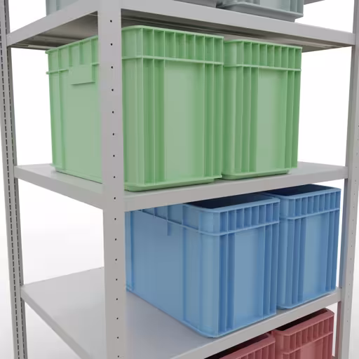 Extra afbeelding van het artikel Basisplank, legplank, insteeksysteem MULTIplus250, 2000 x 1000 x 800 mm (HxBxD), 5 legborden, RAL 7035 lichtgrijs van basisplank