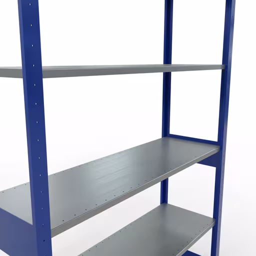 Extra afbeelding van het artikel Basisplank, legbord, insteeksysteem MULTIplus150, 2500 x 1300 x 400 mm (HxBxD), 6 legborden, lengtestangen, RAL 5010 gentiaanblauw/verzinkt Extra afbeelding van het artikel Basisplank, legplank, insteeksysteem MULTIplus150, 2500 x 1300 x 400 mm, 6 legborden, RAL 5010 gentiaanblauw/verzinkt vanaf basisplank