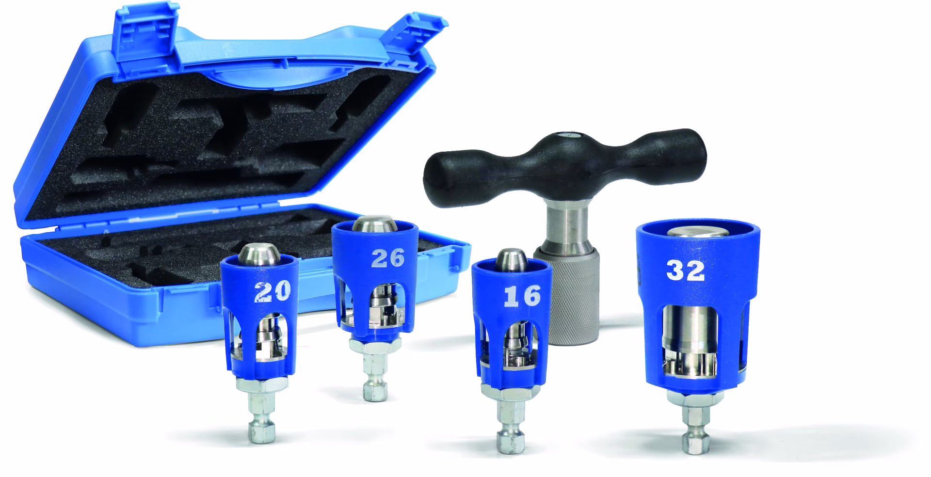 Pipetec professionele kalibratietool voor aluminium meerlaagse composietbuizen 16 x 2, 20 x 2, 26 x 3 en 32 x 3 mm uit de categorie Zagen, ontbramen & kalibratietools met het artikelnummer KS1632_Set