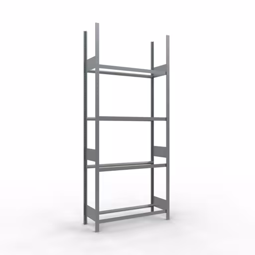 Basisrek, wielen-/bandenrek, 2750 x 1150 x 400 mm (HxBxD), verzinkt, 4 opslagniveaus met 150 kg vakbelasting per niveau van Schulte Lagertechnik Basisplank, wiel-/bandenplank, 2750 x 1150 x 400 mm (HxBxD), verzinkt, 4 opbergniveaus met 150 kg vakbelasting per niveau, opbergruimte voor auto-onderdelen, art.nr. 20989