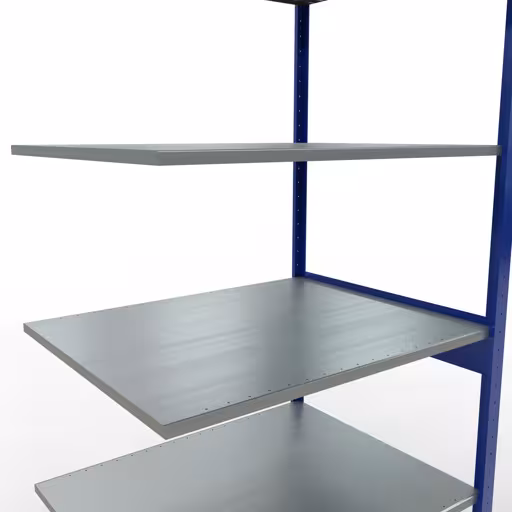 Extra afbeelding van het artikel Aanbouwrekken, legbordstellingen, insteeksysteem MULTIplus150, 2500 x 1000 x 800 mm (HxBxD), 6 legborden, lengtestangen, RAL 5010 gentiaanblauw/verzinkt Extra afbeelding van het artikel, aanbouwplank, MULTIplus150 stellingsysteem, 2500 x 1000 x 800 mm, 6 legborden, RAL 5010 gentiaanblauw/verzinkt vanaf aanbouwplank