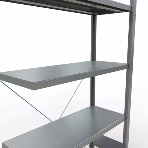 Aanbouwplank, legbord, insteeksysteem MULTIplus250, 2000 x 1000 x 400 mm, 5 legborden, dwarsschoor, verzinkt van Schulte Lagertechnik met het artikelnr. 12945