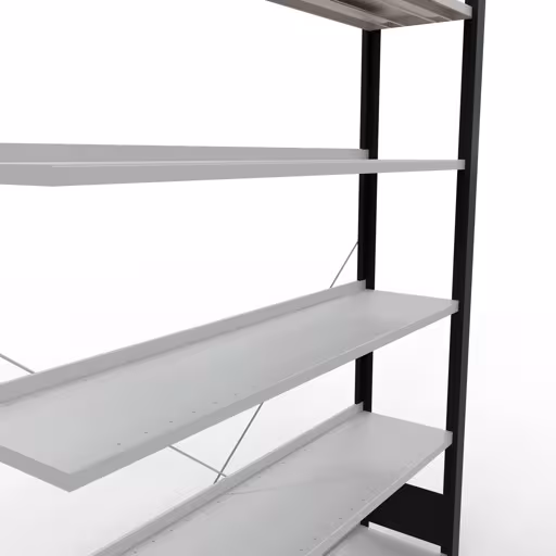 Figuur nr. 11 van het artikel aanbouwrekken, kantoorrekken, insteeksysteem MULTIplus85, 2000 x 1300 x 300 mm, 6 planken, kruisschoor, met aanslaglijst, zwart/lichtgrijs uit de productgroep kantoorrekken van Schulte Lagertechnik.
