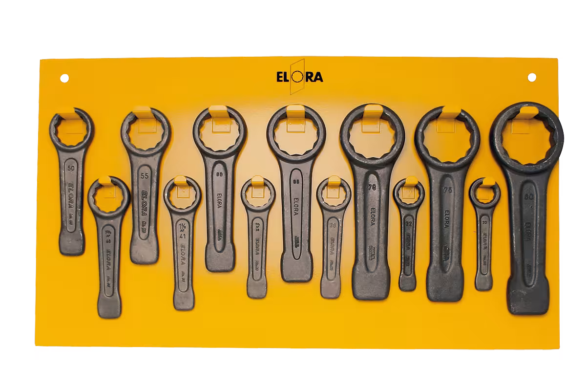 Messingknokkelsleutelset, 13-delig 30-80 mm ELORA-86S-13 uit de categorie slag- en trekringsleutels met artikelnr. 0086501301000