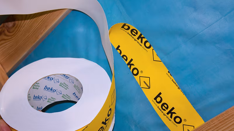 Iso-afdichtband 60 mm x 40 m GEEL, voor langsnaadverlijming