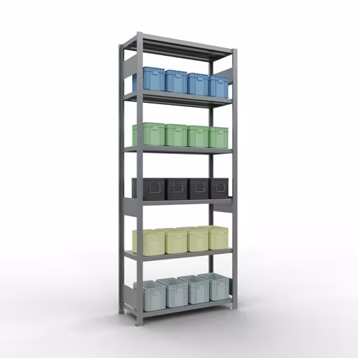 Andere weergave van het artikel Basisplank, legbord, insteeksysteem MULTIplus250, 2500 x 1000 x 400 mm (HxBxD), 6 legborden, lengtestangen, verzinkt Andere weergave van het artikel basisplank, legbord, insteeksysteem MULTIplus250, 2500 x 1000 x 400 mm, 6 legborden, lengtestangen, verzinkt uit de categorie insteeksysteem