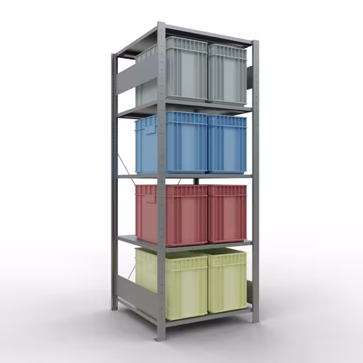 Extra afbeelding van het artikel Basisplank, legbord, insteeksysteem MULTIplus150, 2000 x 750 x 800 mm (HxBxD), 5 legborden, kruisschoor, verzinkt Extra afbeelding van het artikel Basisplank, legplank, insteeksysteem MULTIplus150, 2000 x 750 x 800 mm, 5 legborden, dwarsschoor, verzinkt vanaf basisplank