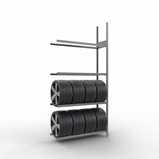 Aanbouwrek, wielen-/bandenrek, 2750 x 1300 x 400 mm, verzinkt, 4 opslagniveaus met 150 kg vakbelasting per niveau van het merk Schulte Lagertechnik uit het assortiment stellingstellingen