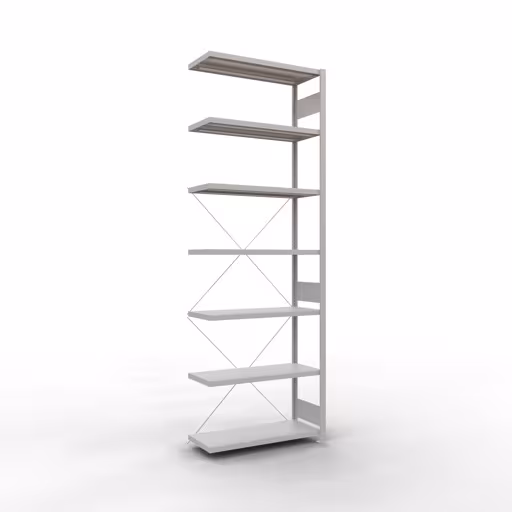 Aanbouwrekken, rekken, insteeksysteem MULTIplus250, 3000 x 1000 x 400 mm (HxBxD), 7 planken, kruisschoor, RAL 7035 lichtgrijs van Schulte Lagertechnik Aanbouwrekken, legbordstellingen, insteeksysteem MULTIplus250, 3000 x 1000 x 400 mm (HxBxD), 7 legborden, kruisschoor, RAL 7035 lichtgrijs, aanbouwplank, art.nr. 32847