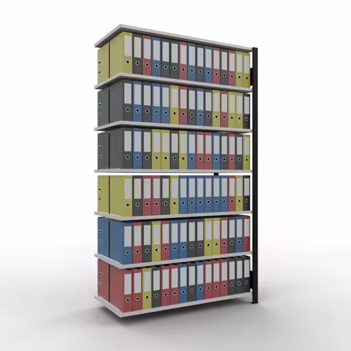 Figuur nr. 19 van het artikel, kantoorrekken, insteeksysteem MULTIplus150, 2300 x 1300 x 600 mm, 7 planken, zonder middenaanslag, zwart/lichtgrijs uit de productgroep kantoorrekken van Schulte Lagertechnik.
