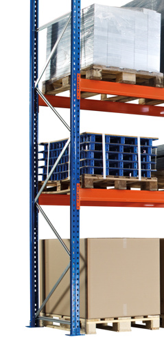 Andere weergave van het artikel palletstellingen staander S645-B25, ongemonteerd, 6000x800 mm, blauw/gegalvaniseerd uit de categorie palletstellingen