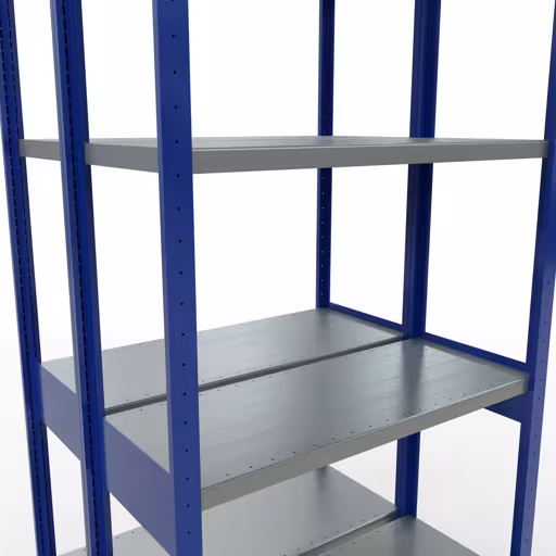 Productafbeelding nr.6 van het artikel basisplank, dubbele plank, rekkensysteem MULTIplus250, 3000 x 1000 x (2x400) mm, 2x7 planken, RAL 5010 gentiaanblauw uit het rekkenprogramma van het merk Schulte Lagertechnik