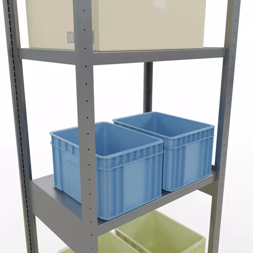 Figuur nr. 14 van het artikel basisrek, legbord, insteeksysteem MULTIplus250, 3000 x 750 x 500 mm, 7 legborden, lengtestangen, verzinkt uit de insteeksysteem productgroep van Schulte Lagertechnik.