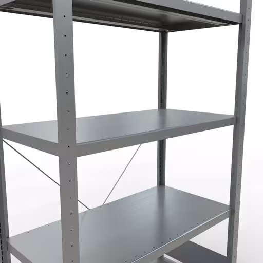 Figuur nr. 13 van het artikel basisrek, legplank, insteeksysteem MULTIplus330, 2000 x 1000 x 500 mm, 5 legborden, kruisschoor, verzinkt uit de insteeksysteem productgroep van Schulte Lagertechnik.