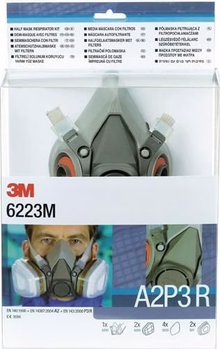 Ademhalingsmaskerset 6223 – SET – A2P3R EN 140 met filtermaat M 3M uit de categorie Ademhalingsmaskers en filters met artikelnummer 4000370691