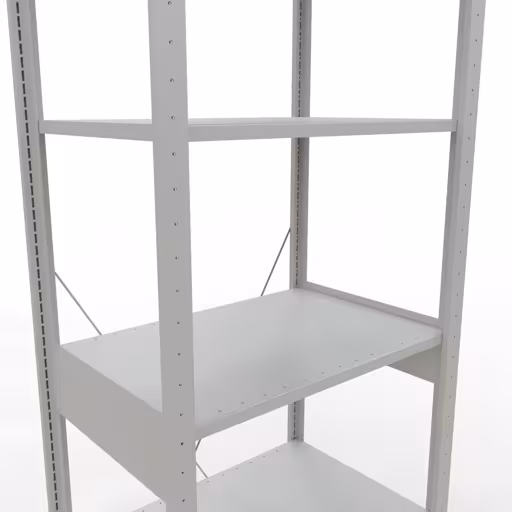 Basisplank, legbord, insteeksysteem MULTIplus150, 2500 x 750 x 500 mm (HxBxD), 6 legborden, kruisschoor, RAL 7035 lichtgrijs met de GTIN 4004514205438 Basisplank, plankplank, insteeksysteem MULTIplus150, 2500 x 750 x 500 mm, 6 planken, RAL 7035 lichtgrijs van Schulte Lagertechnik met het artikelnr. 32651-75