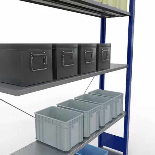 Aanbouwrekken, rekken, insteeksysteem MULTIplus150, 2000 x 1300 x 300 mm, 5 legborden, RAL 5010 gentiaanblauw/verzinkt van Schulte Lagertechnik uit de categorie insteeksystemen