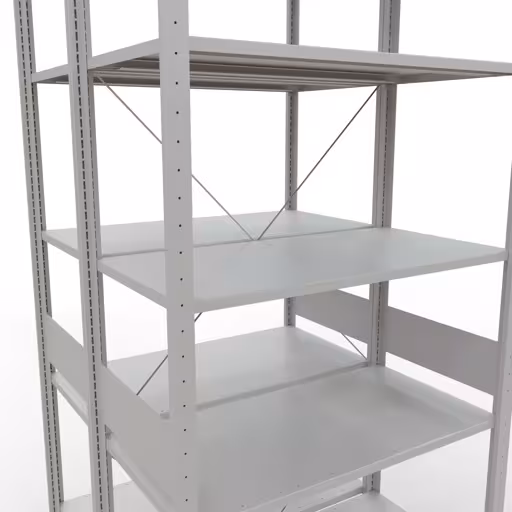 Andere weergave van het artikel Basisplank, dubbele plank, legplank-insteeksysteem MULTIplus150, 3000 x 1000 x (2x1000) mm, 2x7 legborden, kruisschoor, RAL 7035 lichtgrijs uit de categorie legborden