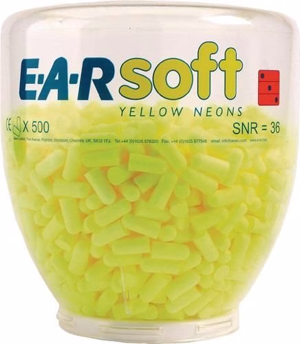 E-A-RSoft™ Yellow Neons™ navuloordoppen, SNR 36 dB, 500 paar/dispenser, uit de categorie oordoppen met artikelnummer 4000370305
