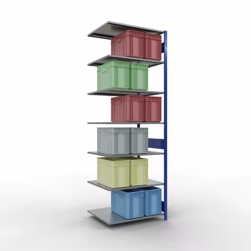 Aanbouwrekken, legbordstellingen, insteeksysteem MULTIplus150, 3000 x 1000 x 800 mm, 7 legborden, RAL 5010 gentiaanblauw/verzinkt van Schulte Lagertechnik met artikelnr. 12787-LR-B