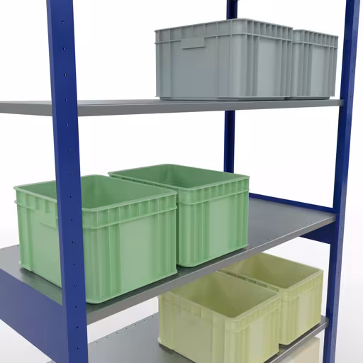 Basisplank, legbord, insteeksysteem MULTIplus150, 2500 x 1300 x 600 mm, 6 legborden, RAL 5010 gentiaanblauw/gegalvaniseerd van het merk Schulte Lagertechnik uit het assortiment insteeksysteem