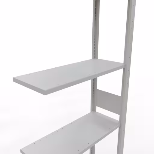 Aanbouwrekken, legbordstellingen, insteeksysteem MULTIplus150, 3000 x 750 x 300 mm, 7 legborden, lengtestangen, RAL 7035 lichtgrijs van Schulte Lagertechnik met artikelnr. 32637-75-LR