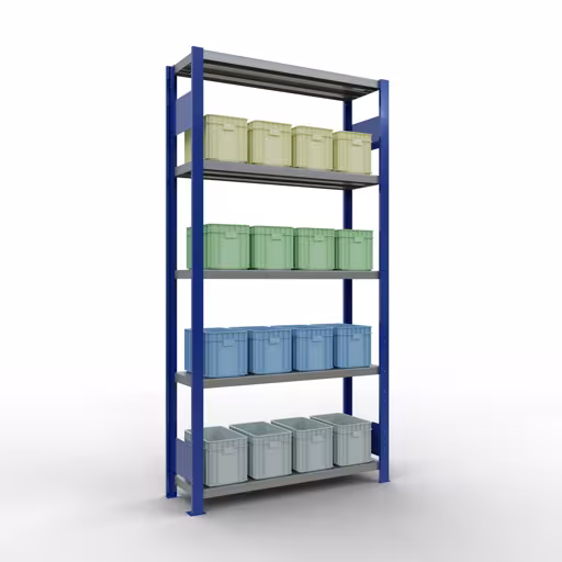Basisplank, legbord, insteeksysteem MULTIplus250, 2000 x 1000 x 300 mm, 5 legborden, RAL 5010 gentiaanblauw/gegalvaniseerd van het merk Schulte Lagertechnik uit het assortiment insteeksysteem