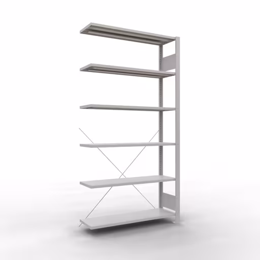 Afbeelding nr. 11 van het artikel aanbouwrekken, kantoorrekken, insteeksysteem MULTIplus85, 2000 x 1000 x 300 mm, 6 legborden, kruisschoor, zonder aanslaglijst, lichtgrijs uit de productgroep kantoorrekken van Schulte Lagertechnik