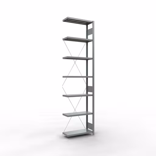 Aanbouwrekken, legbordstellingen, insteeksysteem MULTIplus250, 3000 x 750 x 300 mm, 7 legborden, kruisschoor, verzinkt van Schulte Lagertechnik met artikelnr. 12937-75