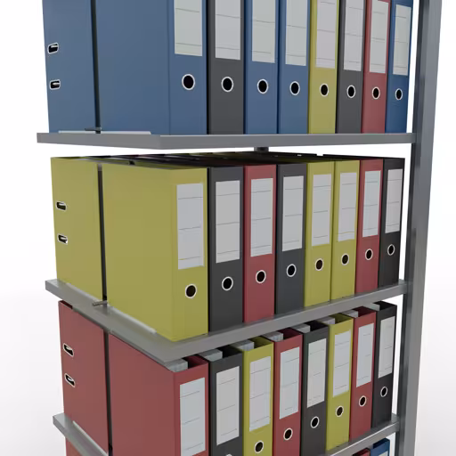 Extra afbeelding bij het artikel Aanbouwstelling, kantoorstelling, insteeksysteem MULTIplus150, 2000 x 750 x 600 mm, 6 legborden, lengtestangen, verzinkt, met middenaanslag uit insteeksysteem