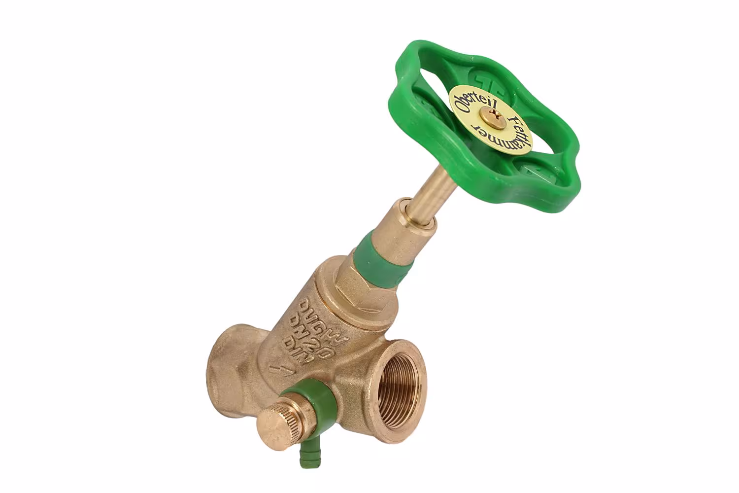 KFR-klep met schuine zitting en aftapsluiting KFR hoekafsluiter met aftap, kogelkranen & afsluiters