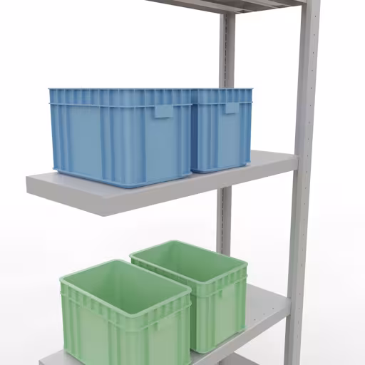 Afbeelding nr. 15 van het artikel aanbouwrekken, legbordstellingen, insteeksysteem MULTIplus250, 2000 x 750 x 300 mm, 5 legborden, lengtestangen, RAL 7035 lichtgrijs uit de productgroep insteeksysteem van Schulte Lagertechnik
