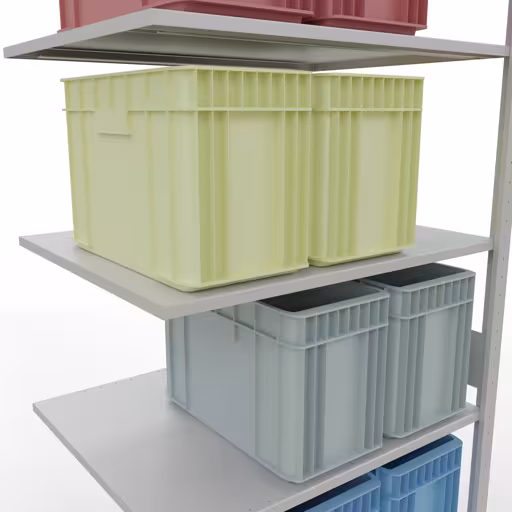 Productafbeelding nr. 7 van het artikel aanbouwrekken, legbord, insteeksysteem MULTIplus150, 3000 x 1000 x 800 mm, 7 legborden, RAL 7035 lichtgrijs uit het insteeksysteem-assortiment van Schulte Lagertechnik