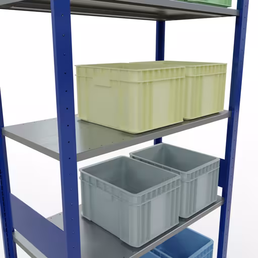 Productafbeelding nr. 7 van het artikel basisrek, legbord, insteeksysteem MULTIplus150, 3000 x 1000 x 500 mm, 7 legborden, RAL 5010 gentiaanblauw/verzinkt uit het insteeksysteem-assortiment van Schulte Lagertechnik