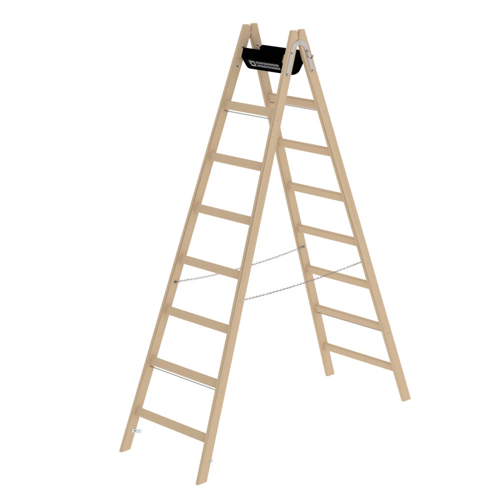 Munk houten sporttrap, 2x8 sporten, van Günzburger Steigtechnik Munk houten trap met sporten uit de categorie trapladders, artikelnummer 033216