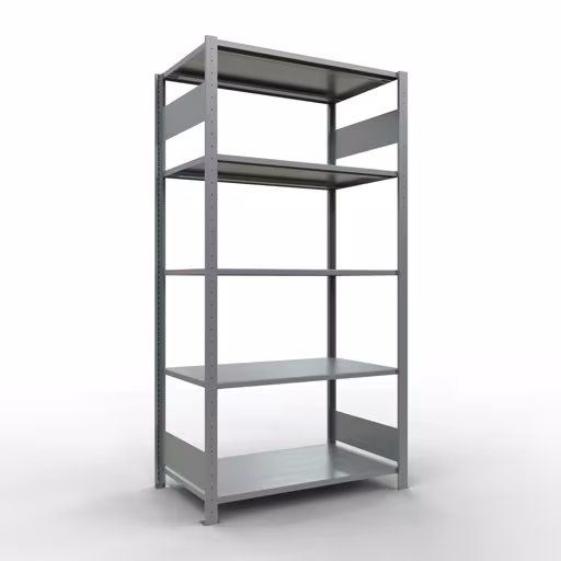Basisplank, legbord, insteeksysteem MULTIplus150, 2000 x 1000 x 600 mm, 5 legborden, lengtestangen, verzinkt van Schulte Lagertechnik met het artikelnr. 12760-LR