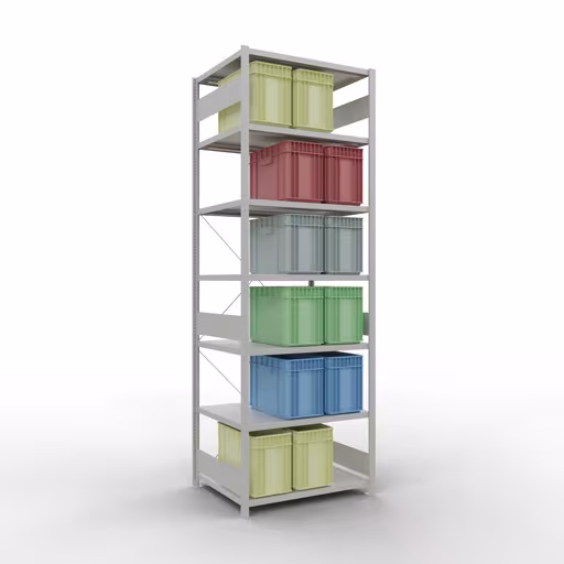 Productafbeelding nr. 6 van het artikel basisplank, legbord, insteeksysteem MULTIplus250, 3000 x 1000 x 800 mm, 7 legborden, kruisschoor, RAL 7035 lichtgrijs uit het assortiment insteeksysteem van het merk Schulte Lagertechnik