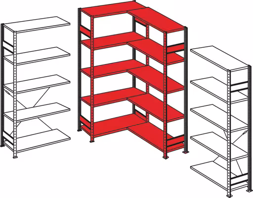 Hoekplank (velden A + B) 2000 x 1000 x 500, 2x5 planken, lengtestangen, verzinkt met GTIN 4004514241214 Hoekplank (velden A + B) 2000 x 1000 x 500, 2x5 planken, verzinkt van Schulte Lagertechnik met het artikelnr. 12750-ECK
