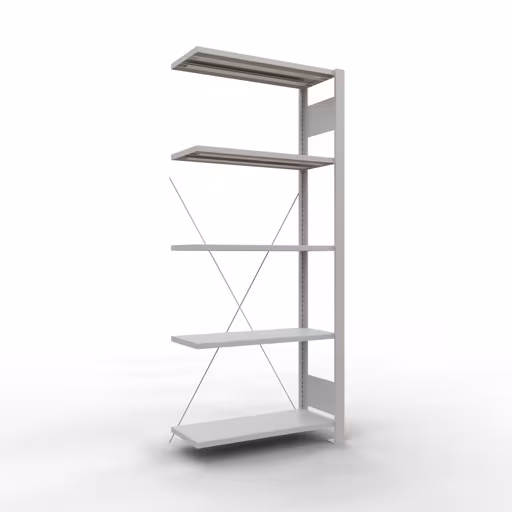 , kantoorrekkensysteem MULTIplus85, 1800 x 750 x 300 mm, 5 planken, zonder aanslaglijst, lichtgrijs van Schulte Lagertechnik uit het assortiment kantoorrekken
