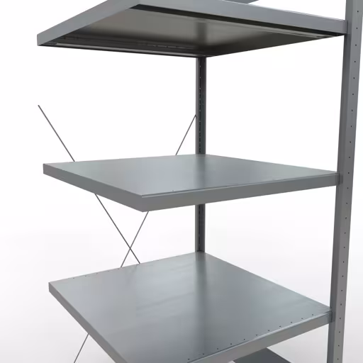 Figuur nr. 14 van het artikel aanbouwrekken, legbordstellingen, insteeksysteem MULTIplus250, 2000 x 750 x 800 mm, 5 legborden, kruisschoor, verzinkt uit de productgroep insteeksysteem van Schulte Lagertechnik.