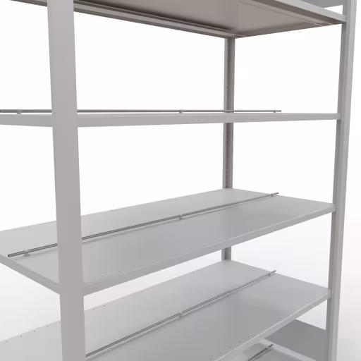 Productafbeelding nr. 11 van het artikel basisplank, kantoorplank, insteeksysteem MULTIplus150, 2000 x 1300 x 600 mm, 6 planken, lengtestangen, met middenaanslag, lichtgrijs Afbeelding nr. 11 van het artikel, kantoorrekken, insteeksysteem MULTIplus150, 2000 x 1300 x 600 mm, 6 planken, met middenaanslag, lichtgrijs uit de productgroep kantoorrekken van Schulte Lagertechnik