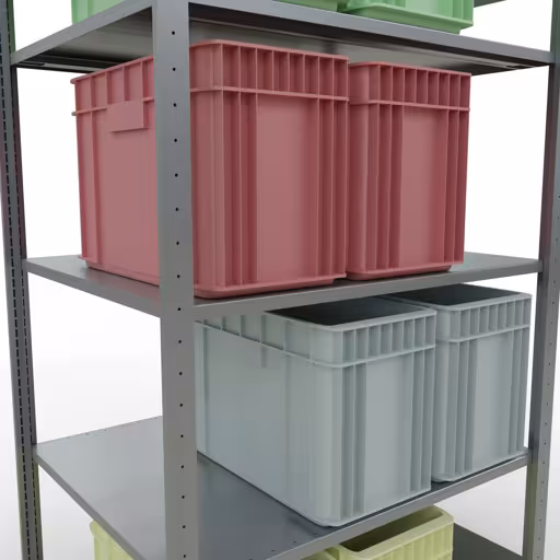 Basisplank, legplank, insteeksysteem MULTIplus150, 2000 x 1000 x 800 mm, 5 legborden, lengtestangen, verzinkt van Schulte Lagertechnik met het artikelnr. 12780-LR