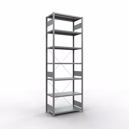 Productafbeelding nr. 14 van het artikel basisplank, legbord, insteeksysteem MULTIplus250, 3000 x 1000 x 500 mm, 7 legborden, dwarsschoor, verzinkt uit het assortiment insteeksysteem van het merk Schulte Lagertechnik